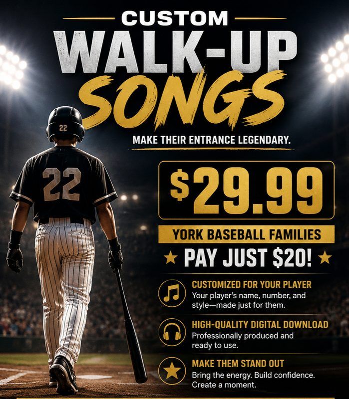 Custom walk-up songs poster: baseball player walking to the plate